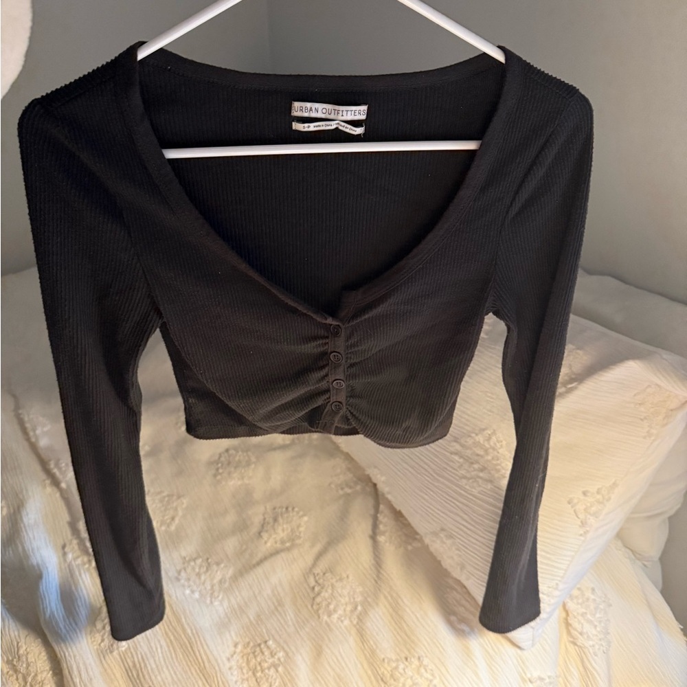 Urban Outfitters Black Buttoned Crop Top